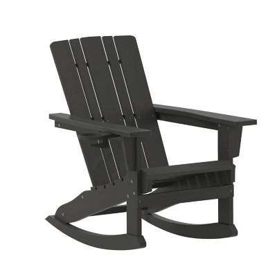 Image showing  Halifax HDPE Adirondack Chair with Cup Holder and Pull Out Ottoman, All-Weather HDPE Indoor/Outdoor Chair