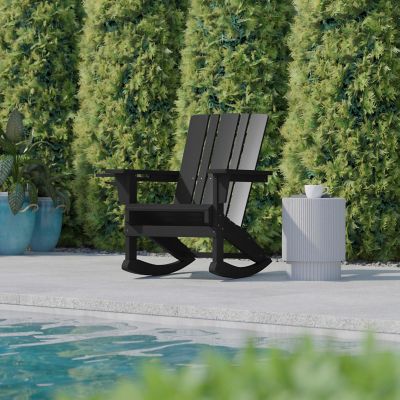 Image showing 5 th Flash Furniture Halifax HDPE Adirondack Chair with Cup Holder and Pull Out Ottoman, All-Weather HDPE Indoor/Outdoor Chair