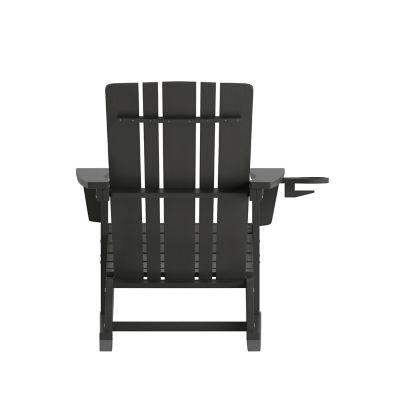 Image showing 6 th Flash Furniture Halifax HDPE Adirondack Chair with Cup Holder and Pull Out Ottoman, All-Weather HDPE Indoor/Outdoor Chair