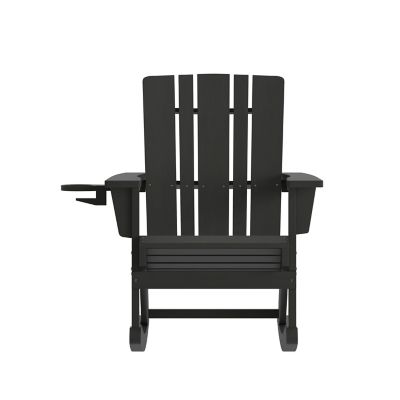 Image showing 9 th Flash Furniture Halifax HDPE Adirondack Chair with Cup Holder and Pull Out Ottoman, All-Weather HDPE Indoor/Outdoor Chair