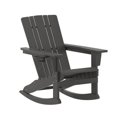 Image showing  Halifax HDPE Adirondack Chair with Cup Holder and Pull Out Ottoman, All-Weather HDPE Indoor/Outdoor Chair