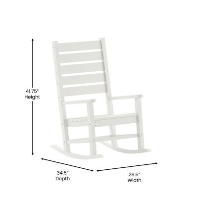 Flash Furniture Manchester Contemporary Rocking Chair, All-Weather HDPE ...