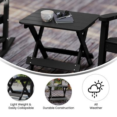 Image showing  Halifax Outdoor Folding Side Table, Portable All-Weather HDPE Adirondack Side Table