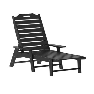 Flash Furniture Monterey Adjustable Adirondack Lounger with Cup Holder- All-Weather Indoor/Outdoor HDPE Lounge Chair