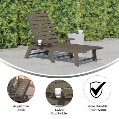 Image showing  Monterey Adjustable Adirondack Lounger with Cup Holder- All-Weather Indoor/Outdoor HDPE Lounge Chair