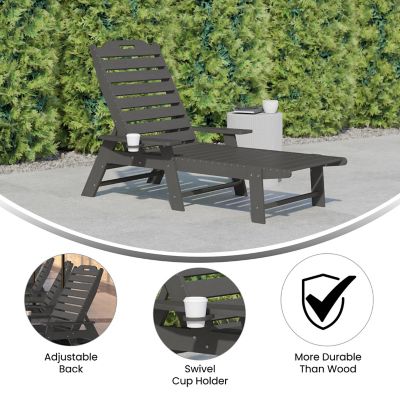 Image showing  Monterey Adjustable Adirondack Lounger with Cup Holder- All-Weather Indoor/Outdoor HDPE Lounge Chair