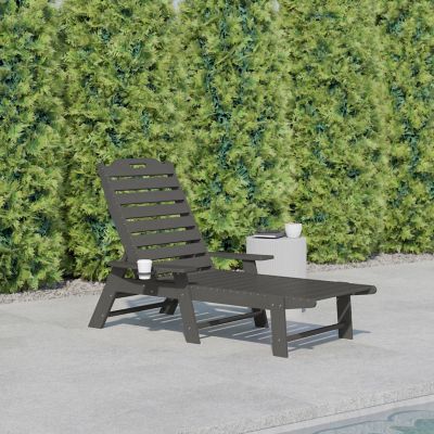 Image showing  Monterey Adjustable Adirondack Lounger with Cup Holder- All-Weather Indoor/Outdoor HDPE Lounge Chair