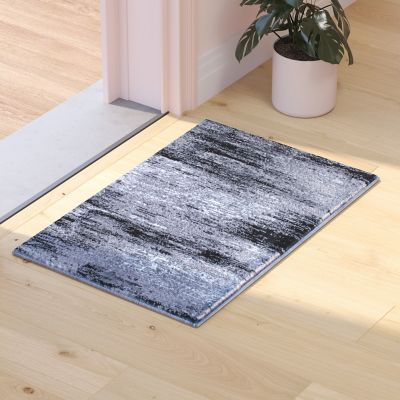 Image showing  Rylan Collection Abstract Pattern Area Rug - Olefin Rug with Jute Backing - Living Room, Bedroom, & Entryway