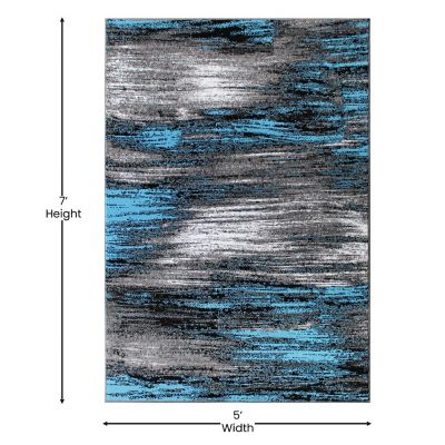 Image showing  Rylan Collection Abstract Pattern Area Rug - Olefin Rug with Jute Backing - Living Room, Bedroom, & Entryway