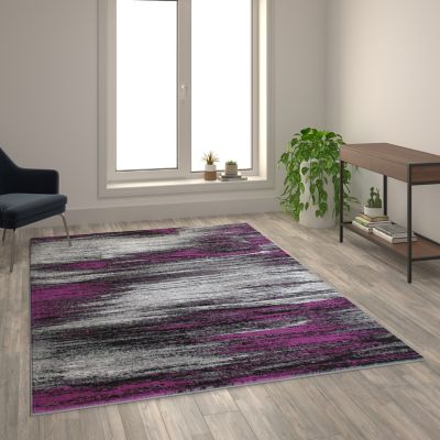 Image showing  Rylan Collection Abstract Pattern Area Rug - Olefin Rug with Jute Backing - Living Room, Bedroom, & Entryway