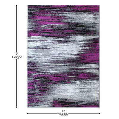 Image showing  Rylan Collection Abstract Pattern Area Rug - Olefin Rug with Jute Backing - Living Room, Bedroom, & Entryway
