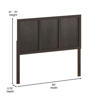 Image showing  Oliver Paneled Wooden Adjustable Headboard for Universal Metal Bed Frames