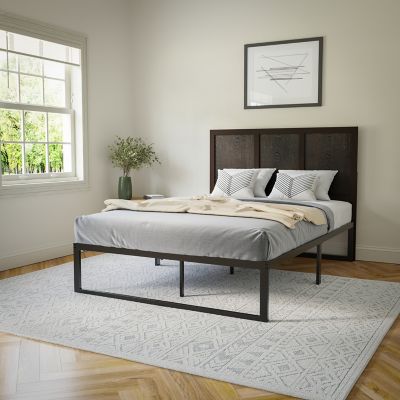 Image showing  Oliver Paneled Wooden Adjustable Headboard for Universal Metal Bed Frames