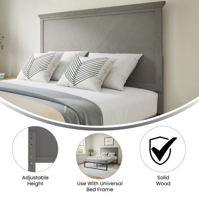 Image showing  Fiona Herring Bone Wooden Adjustable Headboard for Universal Metal Bed Frames