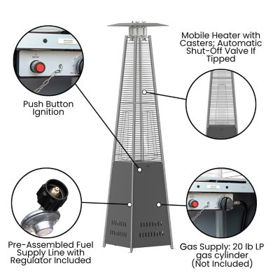 Image showing  Outdoor Patio Heater, 7.5 ft. Round Steel Patio Heater, 42,000 BTUs, Slate Gray