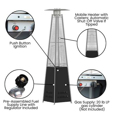 Image showing  Outdoor Patio Heater, 7.5 ft. Round Steel Patio Heater, 42,000 BTUs, Black
