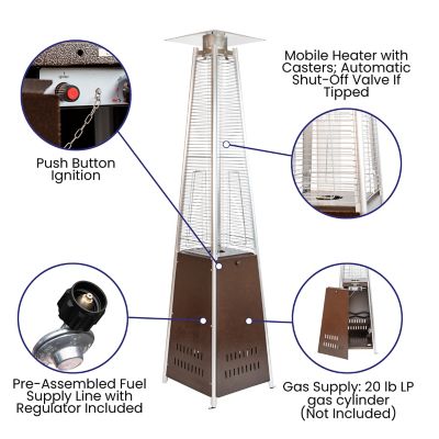 Image showing  Outdoor Patio Heater, 7.5 Feet Round Steel Patio Heater, 42,000 BTUs, Bronze