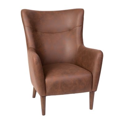 Image showing 1 th Flash Furniture Connor Traditional Wingback Accent Chair, Commercial Grade Faux Leather Upholstery and Wooden Frame and Legs
