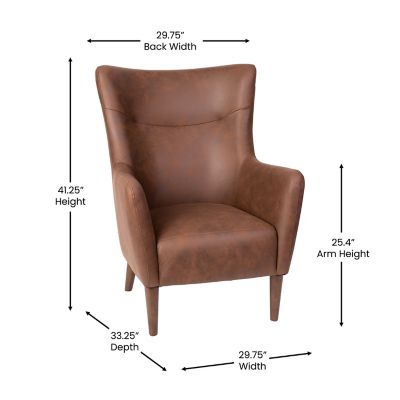 Image showing 3 th Flash Furniture Connor Traditional Wingback Accent Chair, Commercial Grade Faux Leather Upholstery and Wooden Frame and Legs