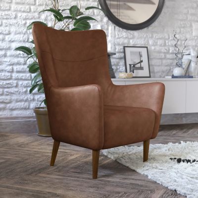 Image showing 4 th Flash Furniture Connor Traditional Wingback Accent Chair, Commercial Grade Faux Leather Upholstery and Wooden Frame and Legs