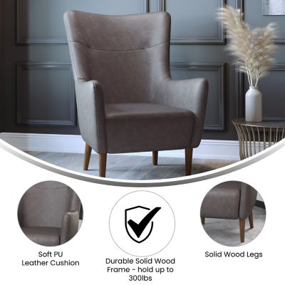 Image showing 2 th Flash Furniture Connor Traditional Wingback Accent Chair, Commercial Grade Faux Leather Upholstery and Wooden Frame and Legs