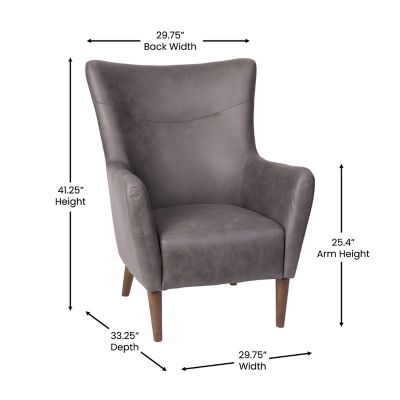 Image showing 3 th Flash Furniture Connor Traditional Wingback Accent Chair, Commercial Grade Faux Leather Upholstery and Wooden Frame and Legs