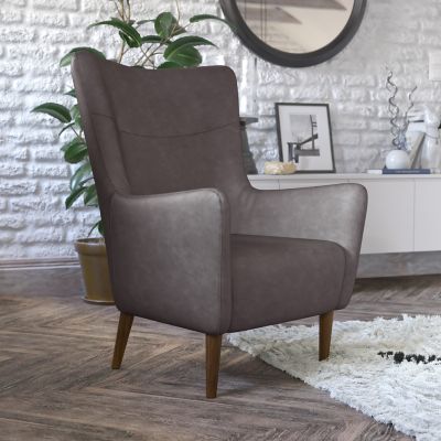 Image showing 4 th Flash Furniture Connor Traditional Wingback Accent Chair, Commercial Grade Faux Leather Upholstery and Wooden Frame and Legs