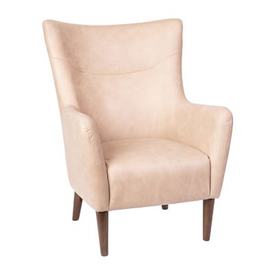 Image showing  Connor Traditional Wingback Accent Chair, Commercial Grade Faux Leather Upholstery and Wooden Frame and Legs