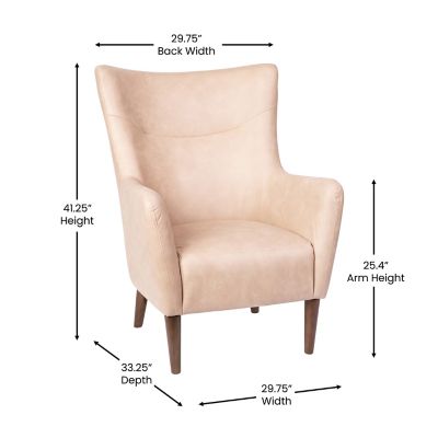 Image showing  Connor Traditional Wingback Accent Chair, Commercial Grade Faux Leather Upholstery and Wooden Frame and Legs