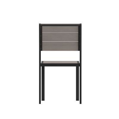 Image showing 6 th Flash Furniture Finch Commercial Grade Armless Patio Chair with Faux Teak Poly Slats and Metal Frame, Stackable