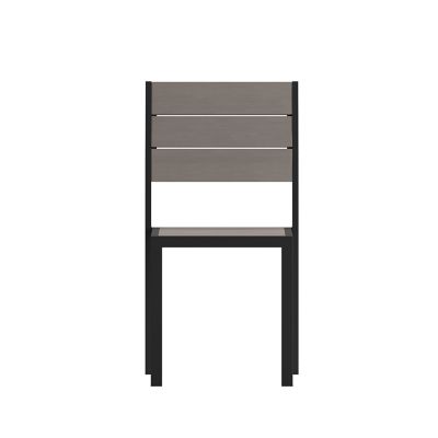 Image showing 9 th Flash Furniture Finch Commercial Grade Armless Patio Chair with Faux Teak Poly Slats and Metal Frame, Stackable