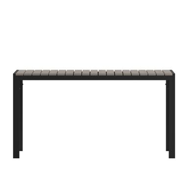 Image showing 6 th Flash Furniture Finch Commercial Grade Outdoor Dining Table 55 in. x 31 in. with Faux Teak Poly Slats and Metal Frame