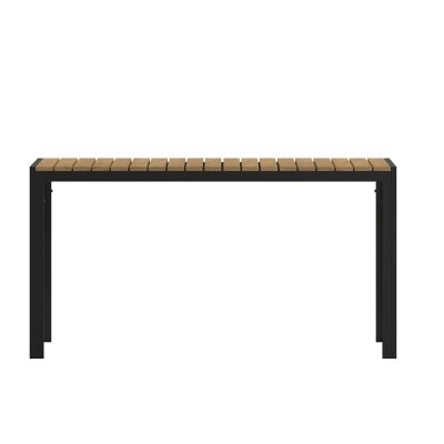 Image showing 6 th Flash Furniture Finch Commercial Grade Outdoor Dining Table 55 in. x 31 in. with Faux Teak Poly Slats and Metal Frame