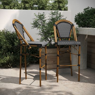 Flash Furniture Bordeaux Set of 2 Commercial Grade Stackable Indoor/Outdoor French Bistro 30 in. High Bar Height Stools