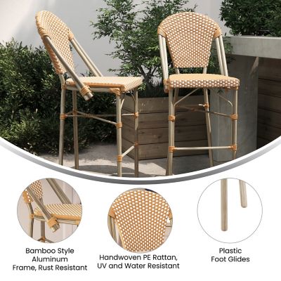 Image showing  Lourdes Commercial Grade Stackable Indoor/Outdoor French Bistro 3in. High Bar Height Stool