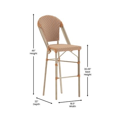Image showing  Lourdes Commercial Grade Stackable Indoor/Outdoor French Bistro 3in. High Bar Height Stool