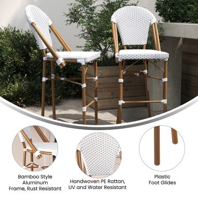 Image showing  Lourdes Commercial Grade Stackable Indoor/Outdoor French Bistro 3in. High Bar Height Stool
