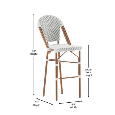 Image showing  Lourdes Commercial Grade Stackable Indoor/Outdoor French Bistro 3in. High Bar Height Stool
