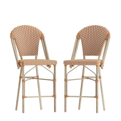 Flash Furniture Lourdes Set of 2 Commercial Grade Stackable Indoor/Outdoor French Bistro 26 in. High Counter Height Stools