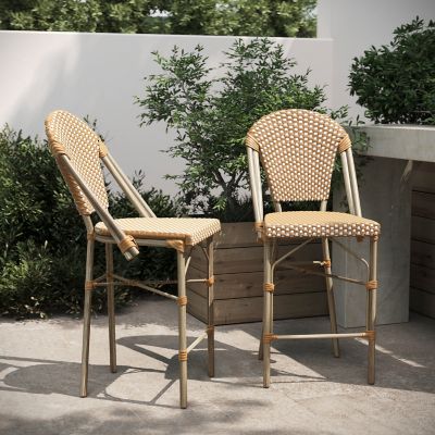 Image showing  Lourdes Set of 2 Commercial Grade Stackable Indoor/Outdoor French Bistro 26 in. High Counter Height Stools