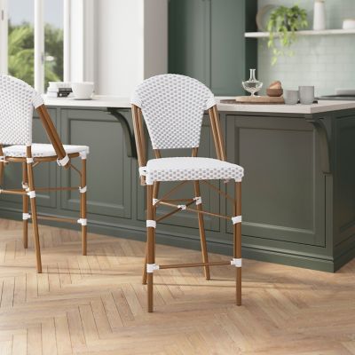 Image showing  Lourdes Set of 2 Commercial Grade Stackable Indoor/Outdoor French Bistro 26 in. High Counter Height Stools