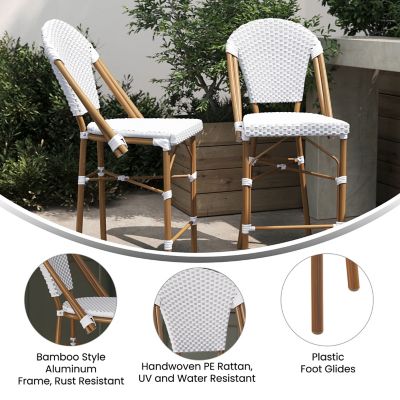 Image showing  Lourdes Set of 2 Commercial Grade Stackable Indoor/Outdoor French Bistro 26 in. High Counter Height Stools