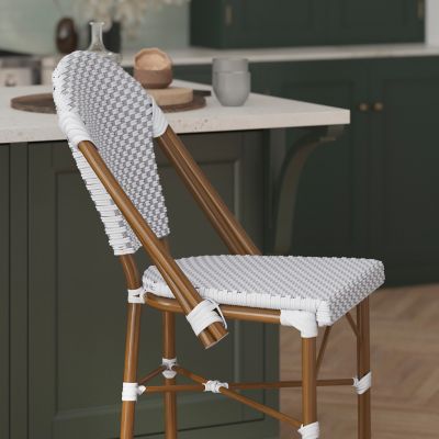 Image showing  Lourdes Set of 2 Commercial Grade Stackable Indoor/Outdoor French Bistro 26 in. High Counter Height Stools