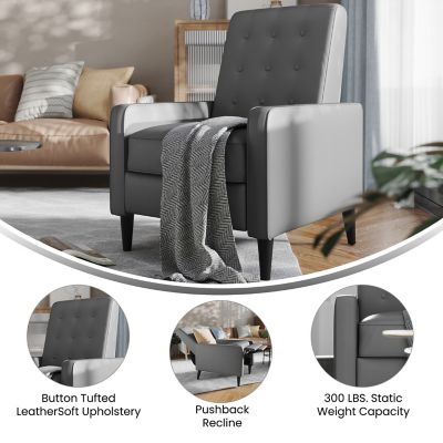 Image showing  Ezra Mid-Century Modern Upholstered Button Tufted Pushback Recliner for Residential & Commercial Use