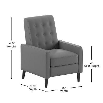 Image showing  Ezra Mid-Century Modern Upholstered Button Tufted Pushback Recliner for Residential & Commercial Use