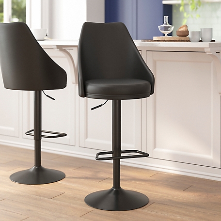 Flash Furniture Commercial Upholstered Adjustable Height Pedestal Bar Stools - Set of 2
