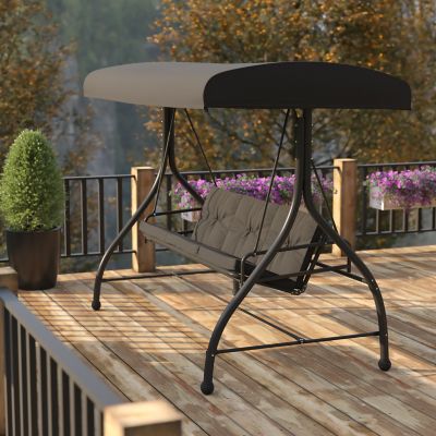 Image showing  3-Person Tellis Outdoor Steel Converting Patio Swing Canopy Hammock with Cushions, 800 lb. Capacity
