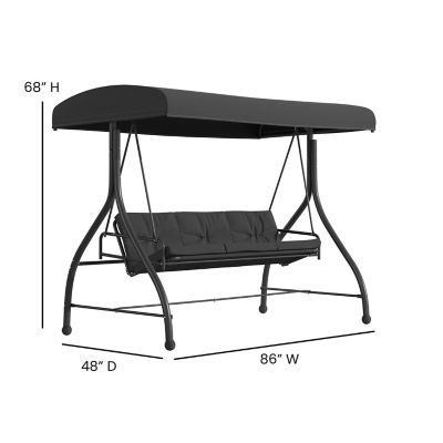 Image showing  3-Person Tellis Outdoor Steel Converting Patio Swing Canopy Hammock with Cushions, 800 lb. Capacity