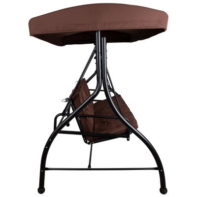 Image showing 6 th Flash Furniture 3-Person Tellis Outdoor Steel Converting Patio Swing Canopy Hammock with Cushions, 800 lb. Capacity