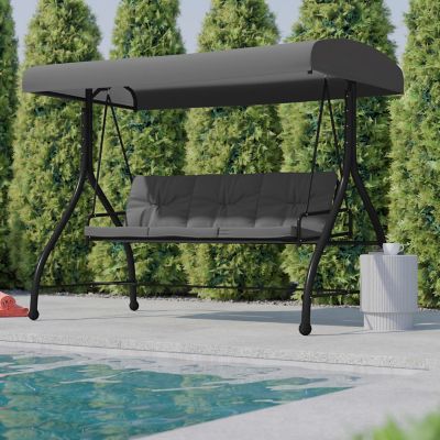 Image showing  3-Person Tellis Outdoor Steel Converting Patio Swing Canopy Hammock with Cushions, 800 lb. Capacity